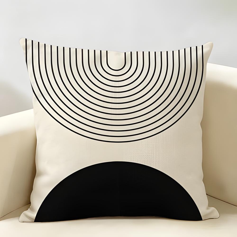 Nordic Abstract Art Cushion Cover Natural Linen Organic Fabric Double-Sided Printing Breathable Perfect For Home Decor