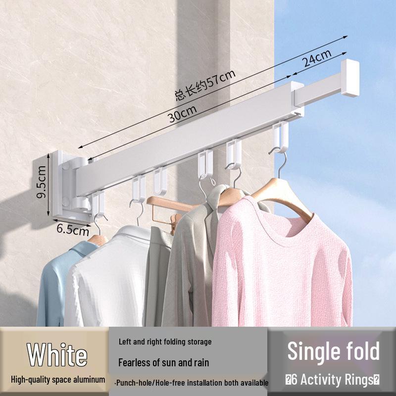 Wall-Mounted Retractable Aluminum Clothes Drying Rack for Balconies and Dorms