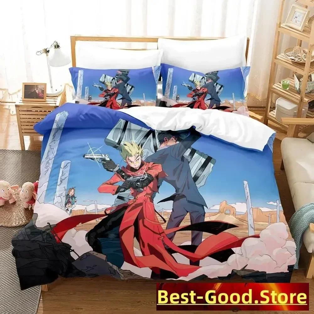 TRIGUN STAMPEDE Bedding Set Single Twin Full Queen King Size Bed Set Aldult Kid Bedroom Duvetcover Sets Anime parure de lit Bed