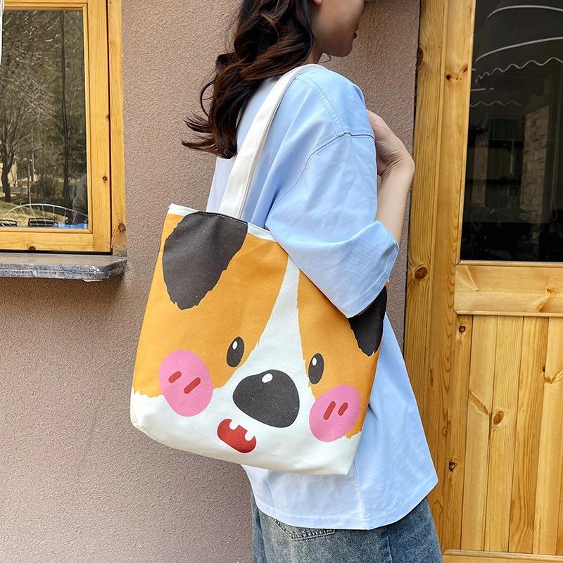 Cartoon Cute Canvas Bag New Large Capacity Fashion Versatile Underarm Bag Casual Commuter Tote Bag