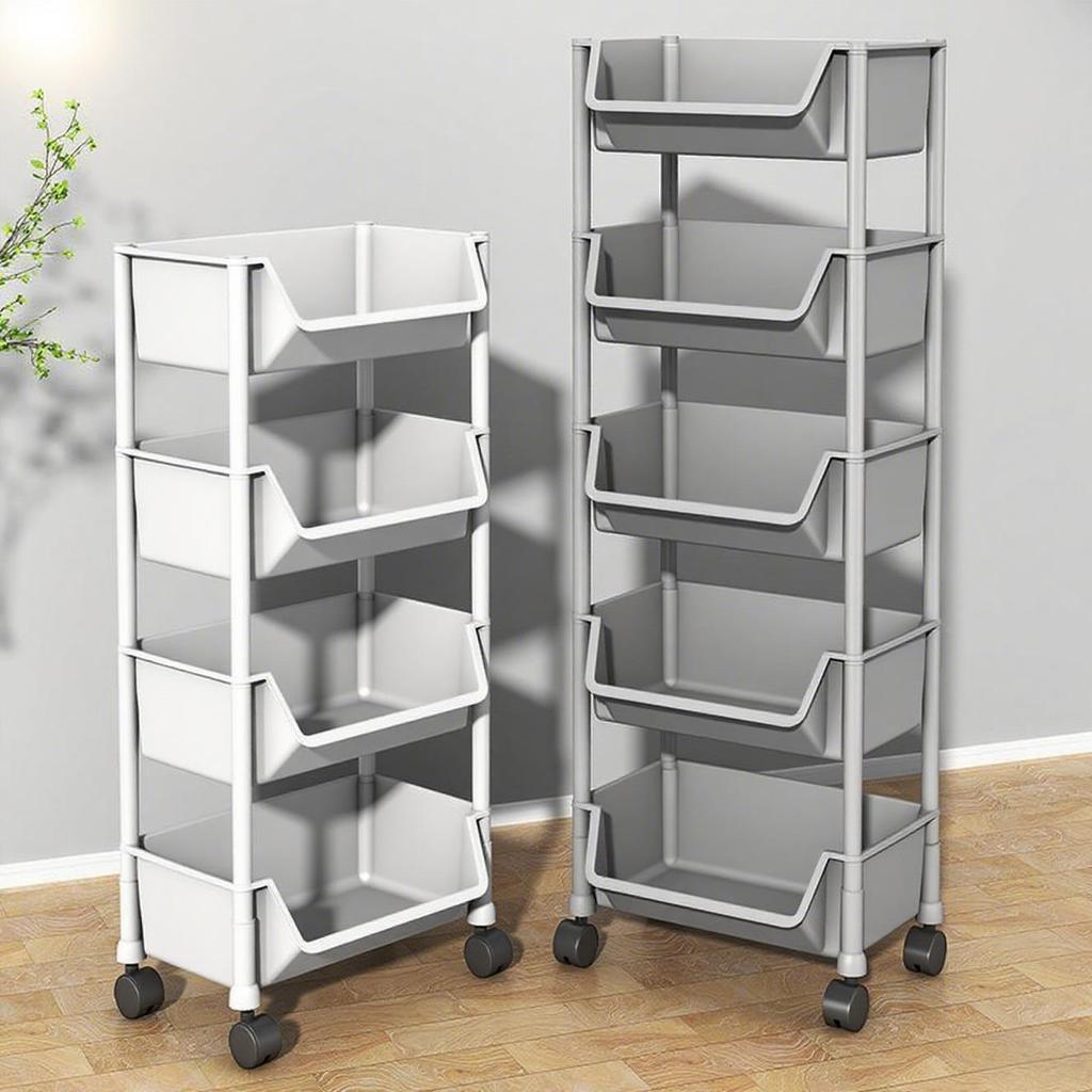 Compact Multi-layer Mobile Storage Rack for Living Room and Kitchen