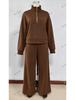 2025 Women's Casual Half-Zip Hoodie and Long Pants Set - European & American Autumn/Winter Style.