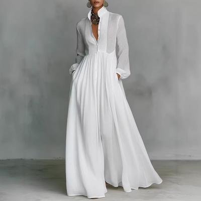 Damen Frühling neu, Amazon grenzüberschreitend Europa und die Vereinigten Staaten, Mode Temperament schmal einfarbig Taillenkleid