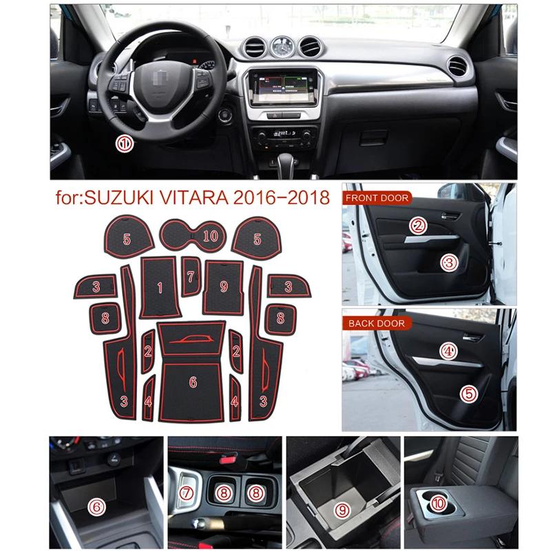 Car Door Slot Mat for Suzuki Vitara 2016 2017 2018 2020 2021 2022 2023 Car Gate Groove Pad Console Cup Holder Insert Coaster