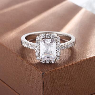 Luxury Silver Round Zirconia Crystal Rings for Women Dazzling Bridal Wedding Engagement Anniversary Gift Statement Jewelry