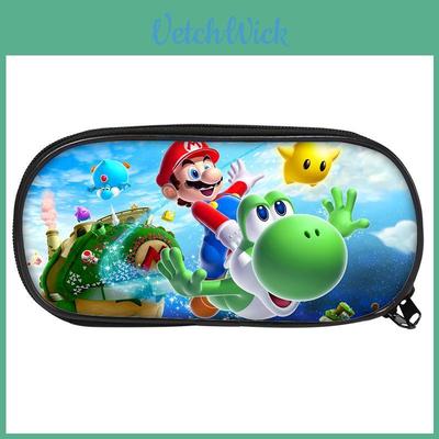 Super Mario Bros Pencil Case For Students Nylon Storage Bag Large Capacity Organizer