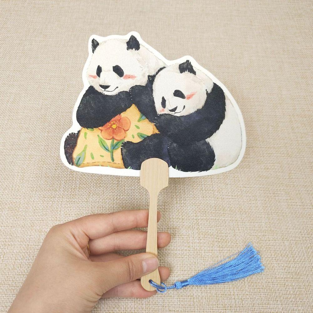 3Pcs Creative Panda Hand Fan Handmade Summer Cooling Fan Cartoon Paper Hand Fan  Children's Gifts