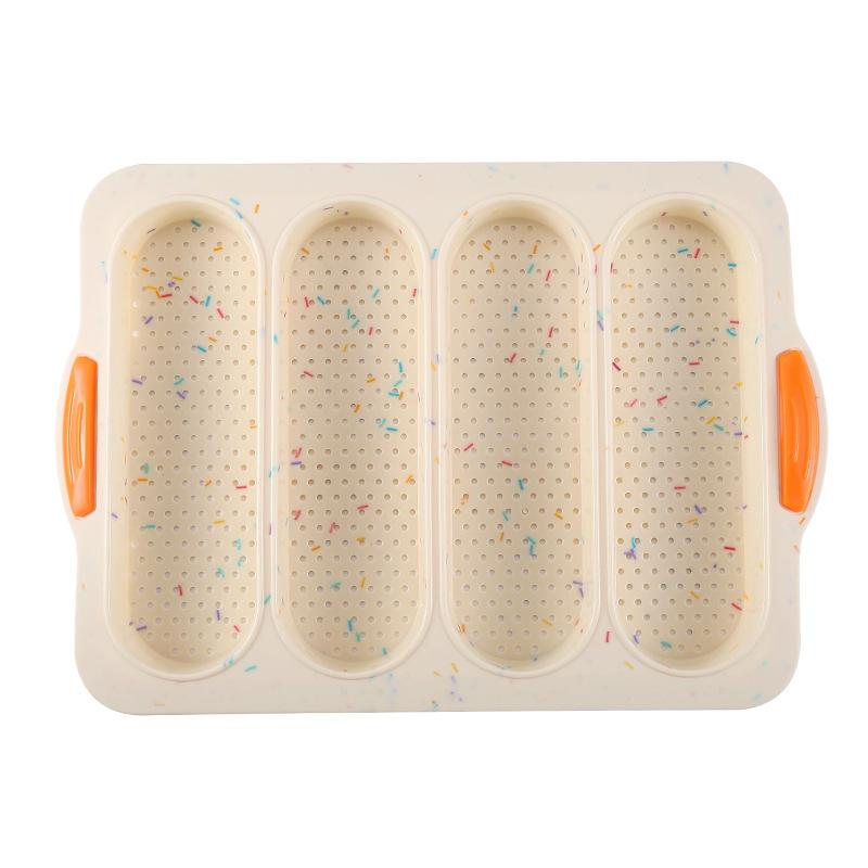 4 Cavity Silicone Baking Mold Heat Resistant Bread Mould Nonstick Baguette Baking Tray Bread Loaf Pan Oven Tool Kitchen Bakeware