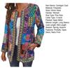 O-neck Long Sleeve Open Stitch Pockets Cardigan Coat Women Autumn Ethnic Style Retro Print Outerwear