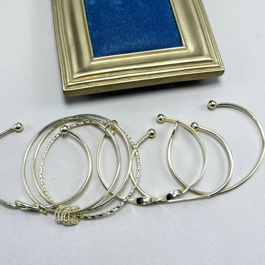 [NEW] 5pcs Set, Knotted Twist Wave Irregular Geometric Circular Stacked Bracelet, High-Quality Jewelry, Upgraded Fashion Bracelet