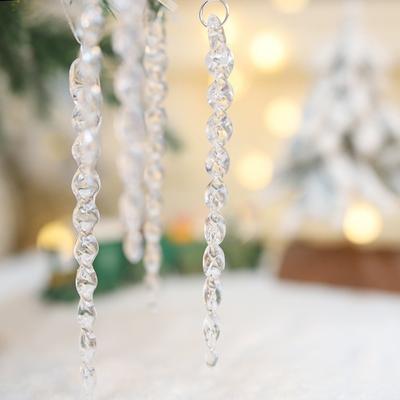 12 Stück Schneeflocke Eiszapfen Weihnachtsbaumschmuck Navidad Transparenter Hängeanhänger Haus Tischdekoration Frohes Neues Jahr Weihnachten Deko