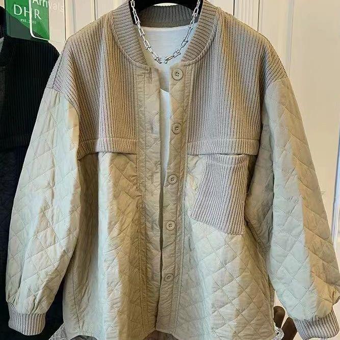 

Women s Spring/Autumn Retro Two-Piece Plaid Shirt Jacket - 2024 Casual Loose Fit, Lightweight Cotton Design. L for 100-115 jin кофейный