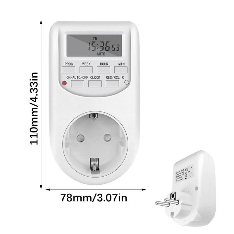 Digital Timer Automatic Power Outlet With LCD Panel Programmable Feature Schedule Safe For Home And Office Use