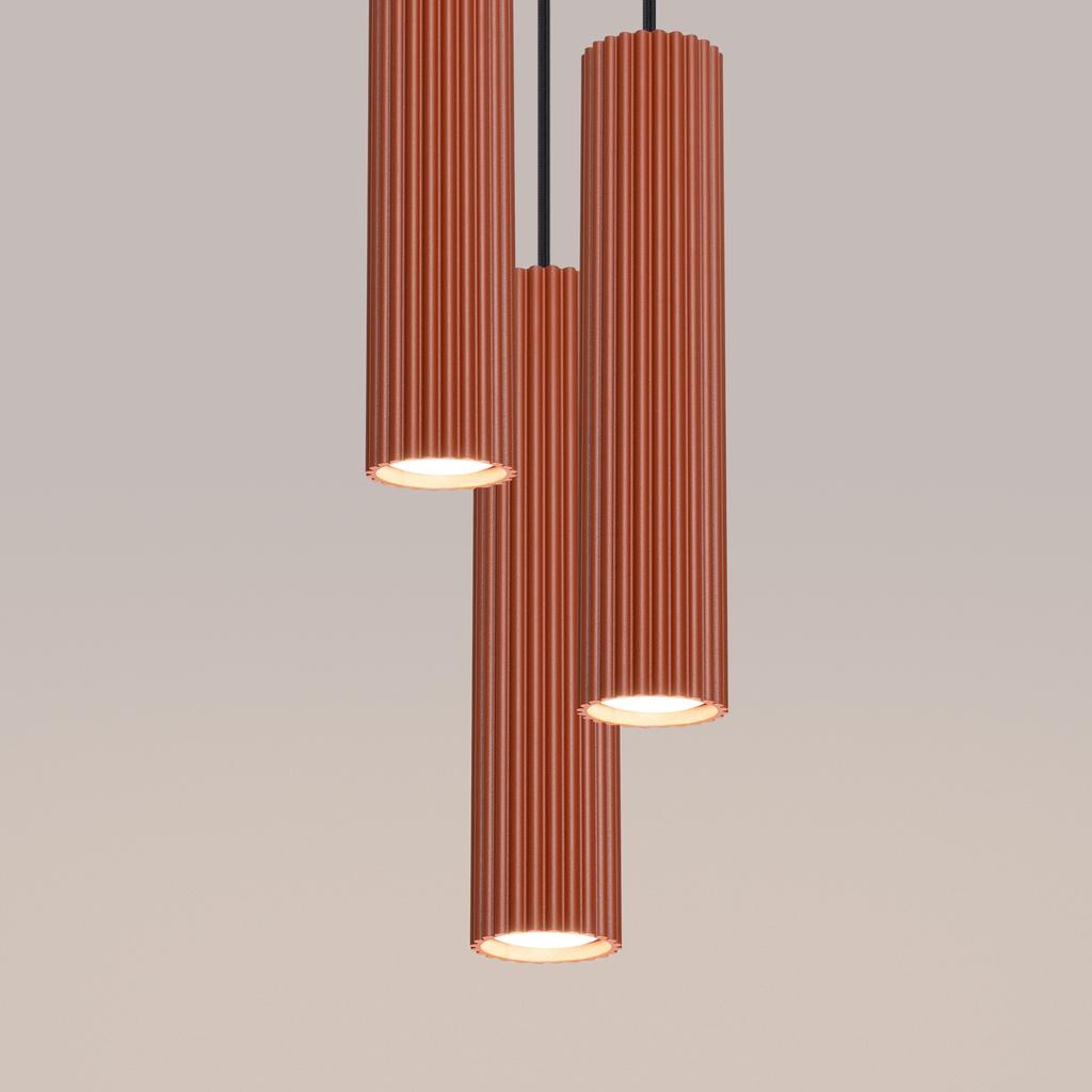 Lampa Wisząca Karbon 3 Gu10 Ochra Czerwona Alu Sollux Sl.1633