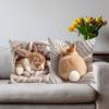 4Pcs Cute Bunny Rabbit Cushion Cover Sleeping Yawning Printed Pillow Case Polyester Home Decor Sofa Living Room 2D Flat