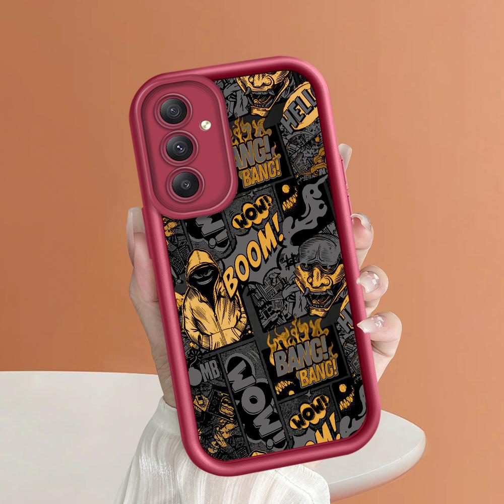 

М який силіконовий квадратний драбинний друкований візерунок Корпус телефону Повне покриття Камера Протиударний захист Гумовий чохол для Samsung Samsung J7 2015 темно-червоний колір