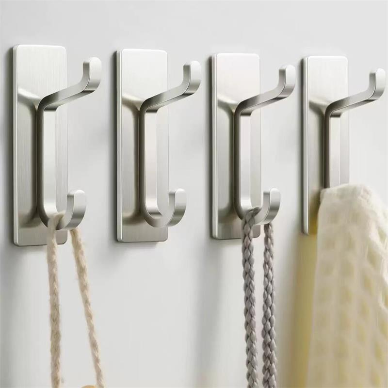 Adhesive Wall Hooks for Towels Coats - Stick On Hooks Hanging Heavy Duty (13lb), Metal Hook for Door, Bathroom, Dorm, Closet - Hanger for Purse