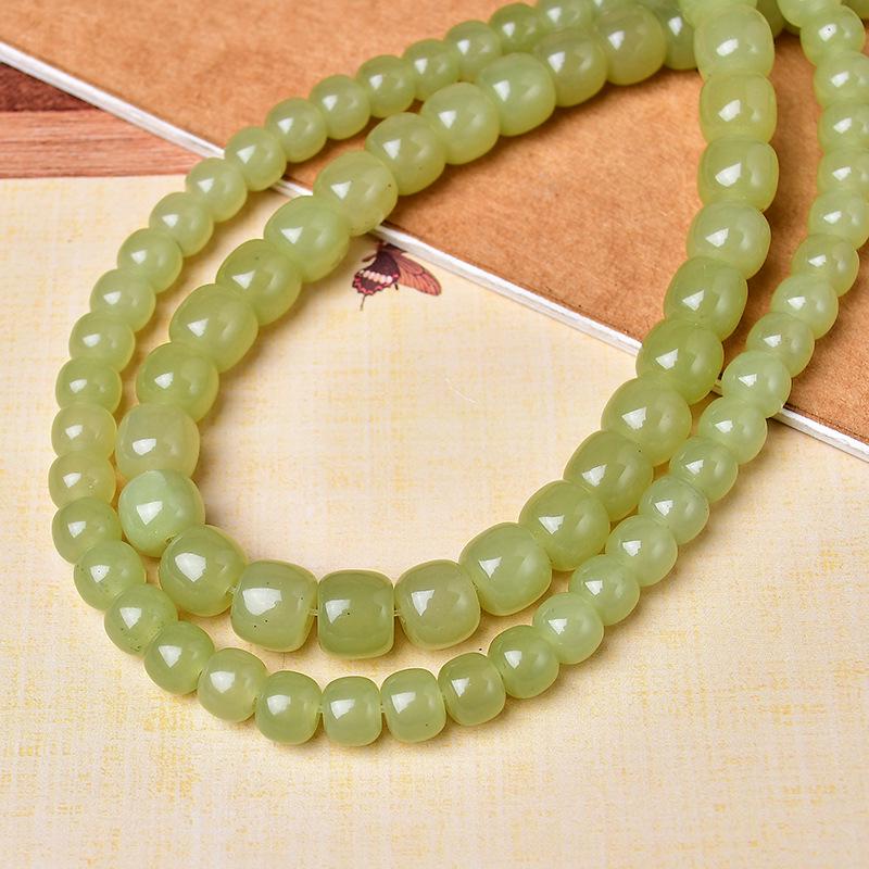 Hetian Jade Chalcedony Loose Beads for DIY Beaded Jewelry and Buddhist Accessories.