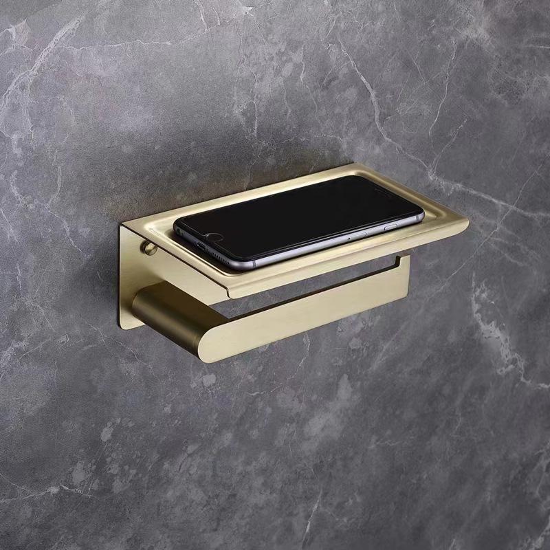 Juego de Baño de Acero Inoxidable 304 Dorado: Toallero, Barra de toallas, Portarrollos de papel higiénico, Estante y Escobilla para el inodoro.