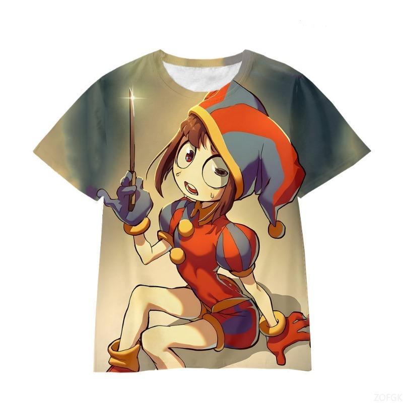 Trendiges Mädchen Zirkus Serie Kurzarm Casual Rundhals T-Shirt Sommer Kinderbekleidung