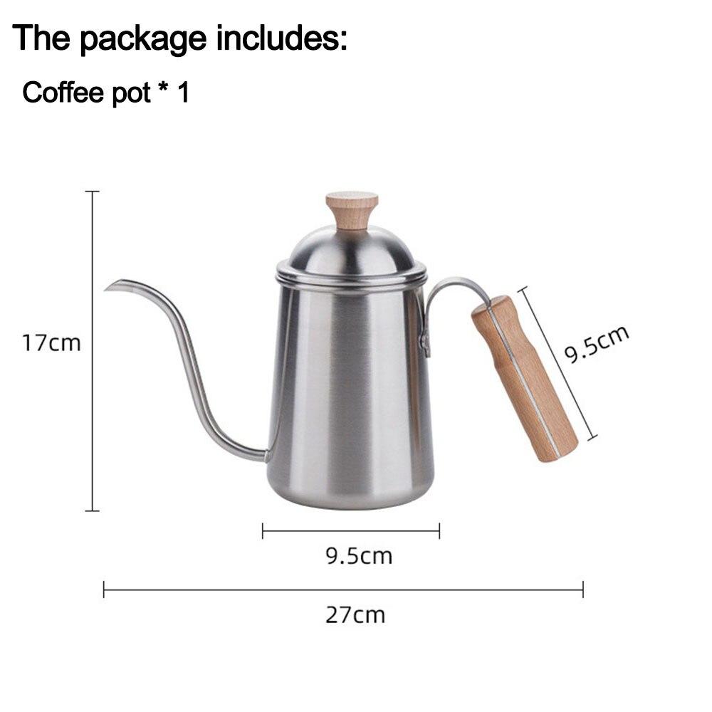 Outdoor Coffee Pot Stainless Tea Kettle Camping Tableware Wooden Handle 650ml Coffee Kettle Tea Pot Filter Cup Bean Grinder
