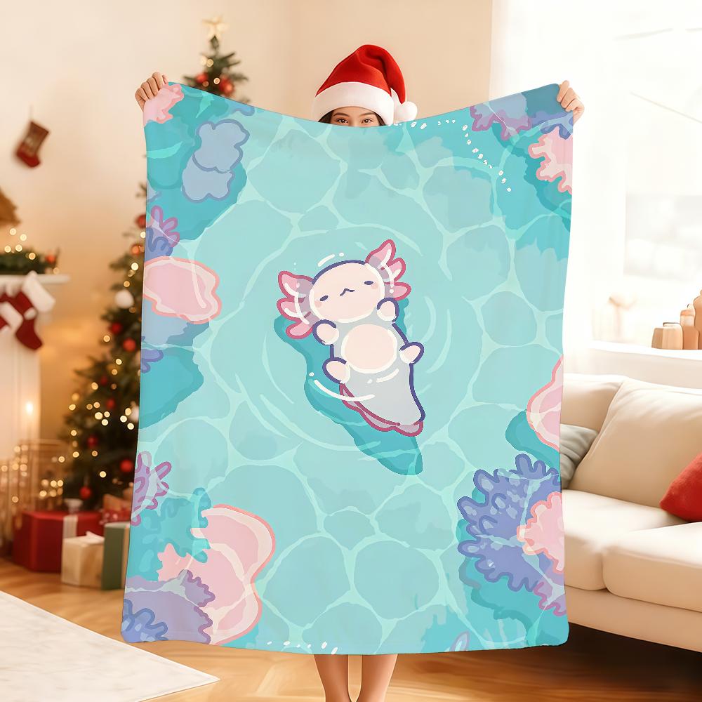 Cartoon Pink Axolotl Kawaii Blanket Soft Throw Blanket for Home Bedroom Bed Sofa Picnic Travel Office Rest Cover Blanket Gift