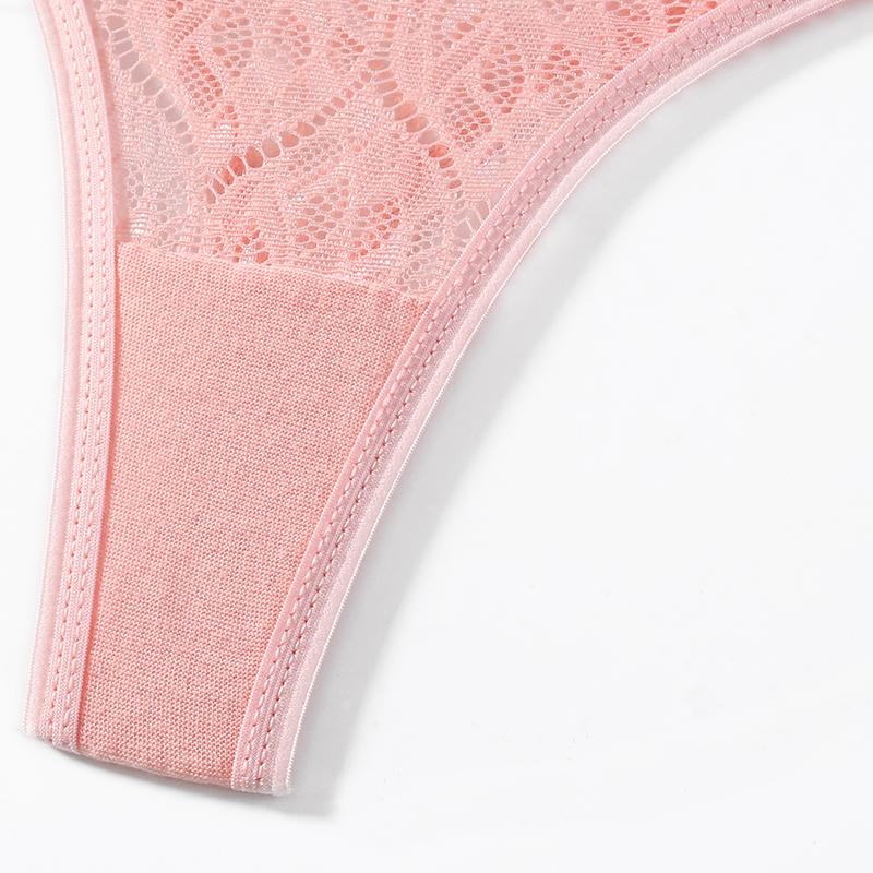 CINOON Women's Sexy Sheer Lace Thong Low-rise Cut-out High-cut T-back Comfort Breathable & Body-hugging Underwear