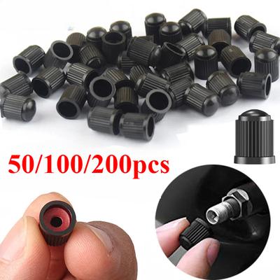 50/100/200pcs Car Tire Valve Caps with O Rubber Ring Universal Tyre Tire Stem Valve Caps Black Red Dust Covers for Car Bike Motorcycle Bicycle