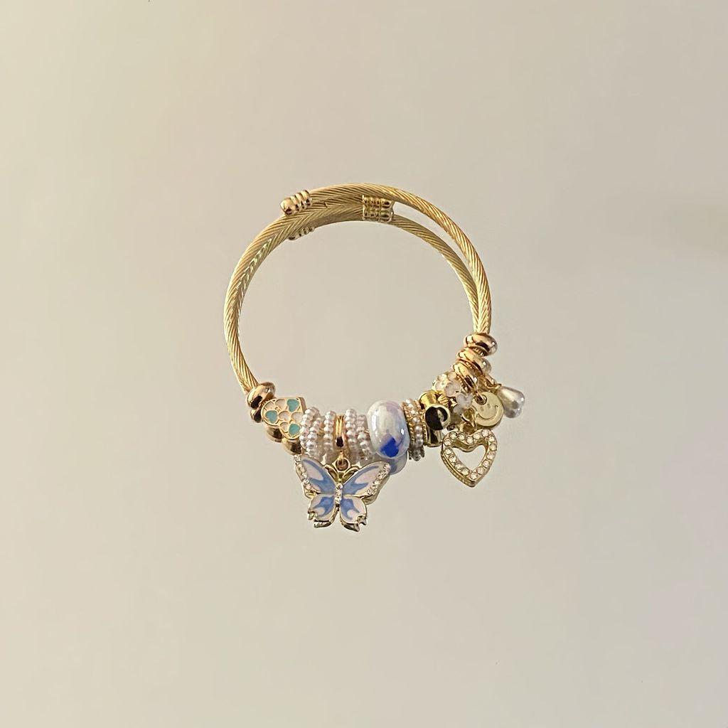 Butterfly Heart Pendant Bracelet With Rhinestones For Women And Gift Giving