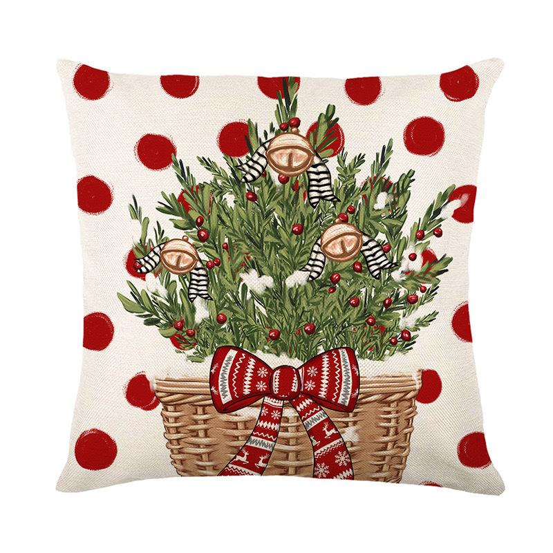 Christmas Pillowcase Decorative Linen Printed Porch Courtyard Sofa Home Decoration Pillowcase
