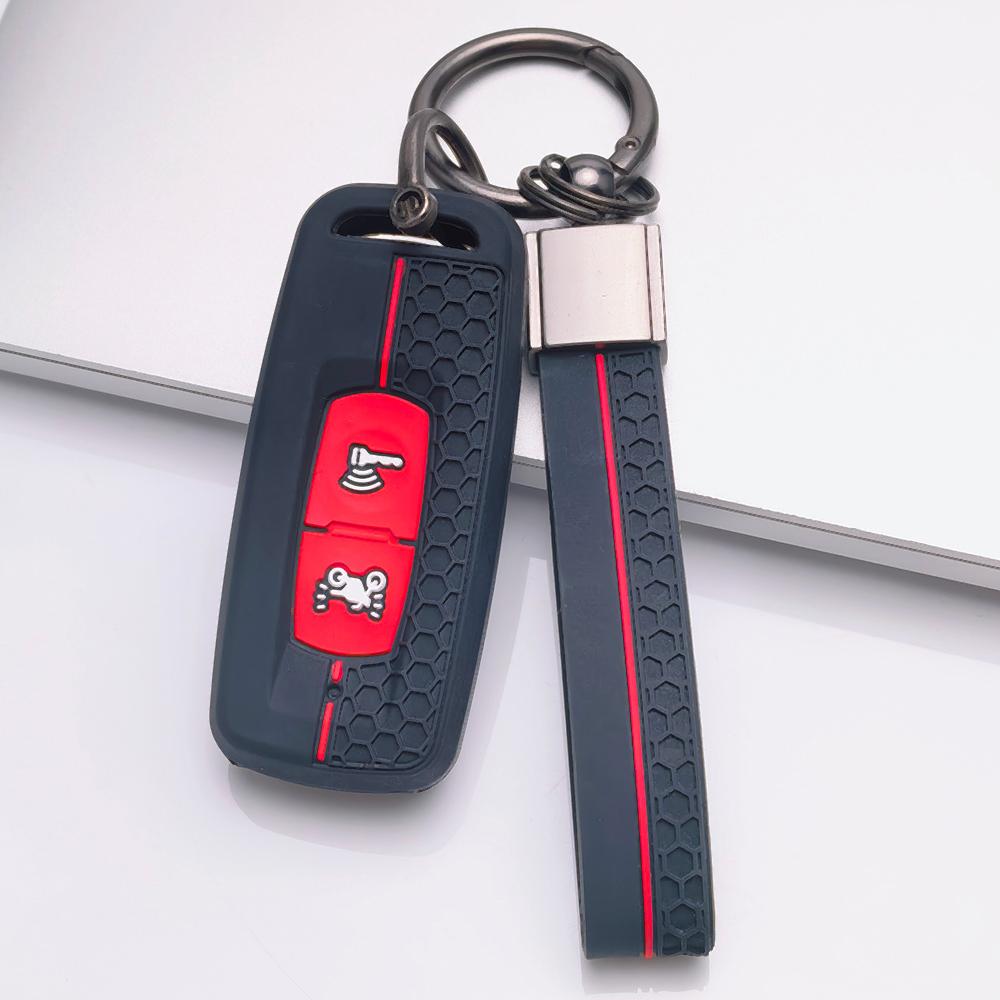 Soft Silicone Remote Key Case for Honda PCX125 PCX150 PCX160 ADV150 Vario Click125 with Keychain Honeycomb Texture Shockproof Key Shell Accessory