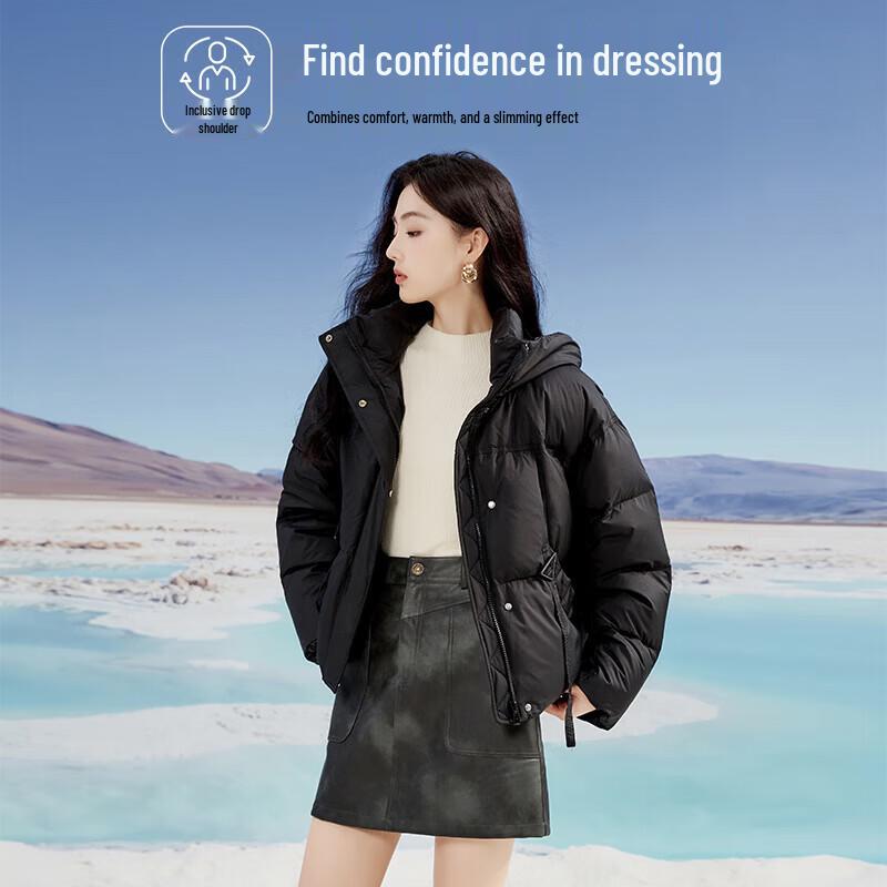 Xiangying Women's Petite Winter White Duck Down Short Jacket