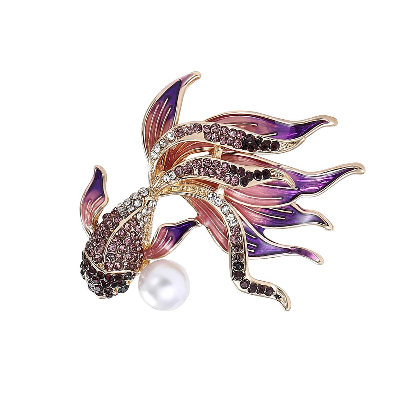 

Многофункциональная забавная изысканная брошь в виде золотой рыбки, элегантный дизайн, портативный модный аксессуар для повседневных нарядов артистов фиолетовый