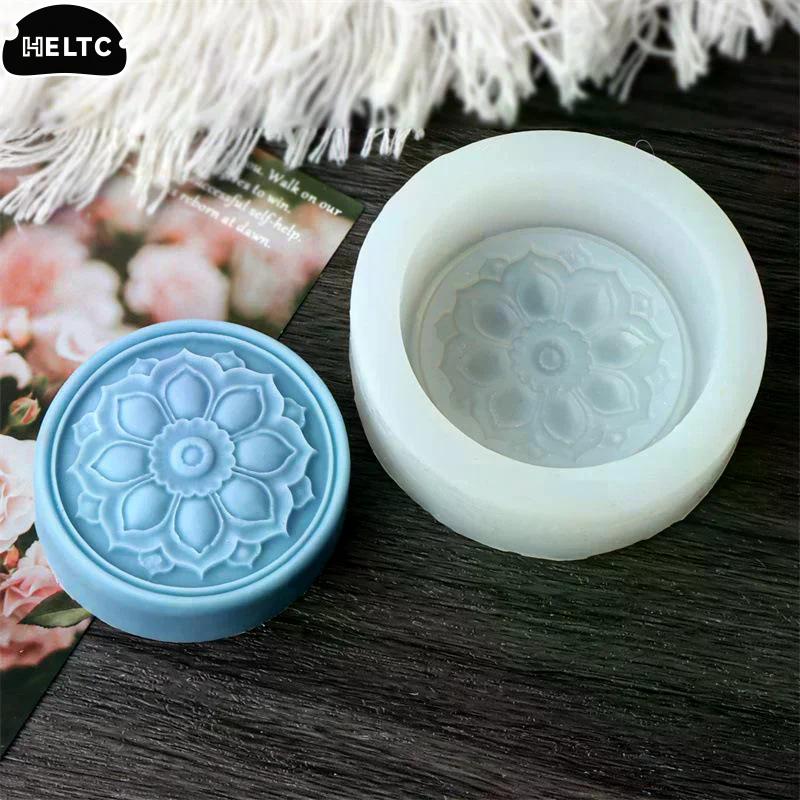 3D Circular Flower Soap Silicone Mold Classic Patterns Round Square Flower Soap Candle Resin Making Tool Diy Handmade Gift