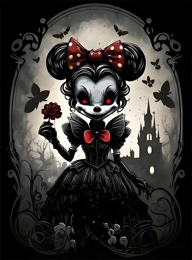 Disney Peinture Diamant 5D Mickey Sombre Transformation Terreur Sombre Décoration DIY Mosaïque Diamantée Complète Ensemble Point de Croix Incrusté Cadeau