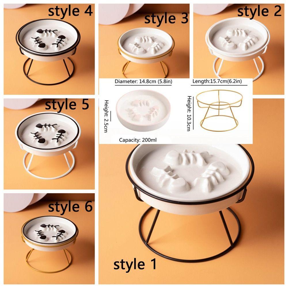 High-Foot Ceramic Raised Pet Bowl Neck Guard Flat Face Cat Stand Bowl Large Diameter Slow Feeder Bowl Outdoor Feeding