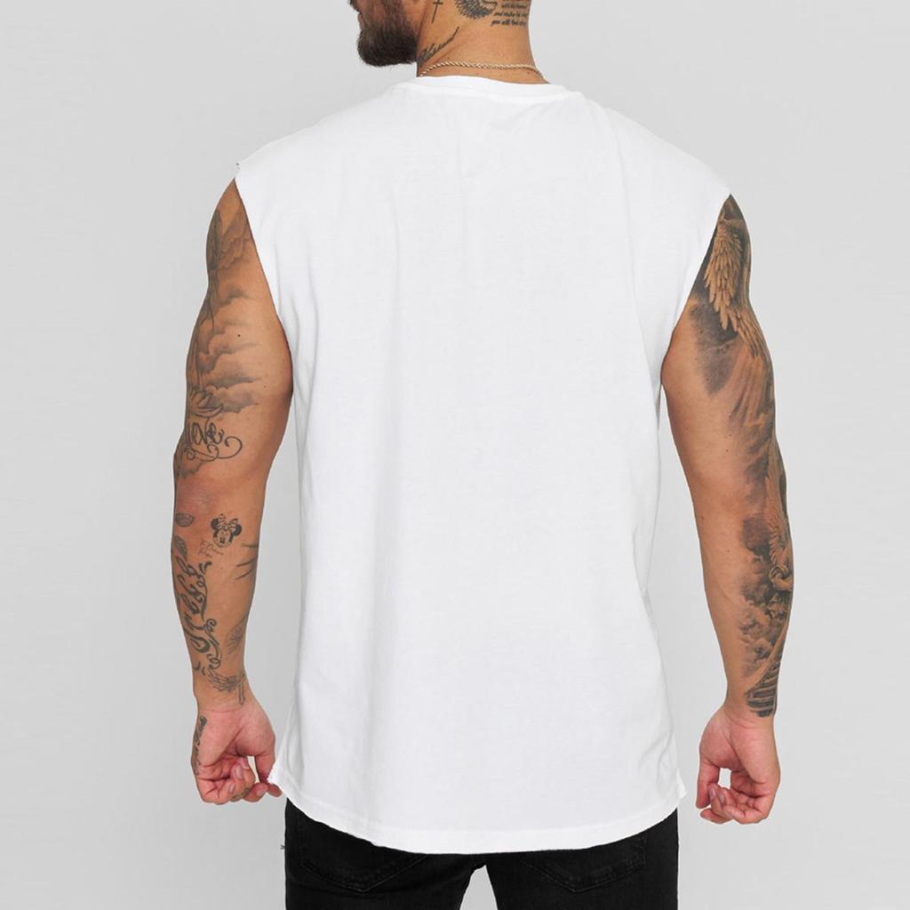 Sleeveless Mens Tshirt Loose Summer Casual Cotton Printed Vest