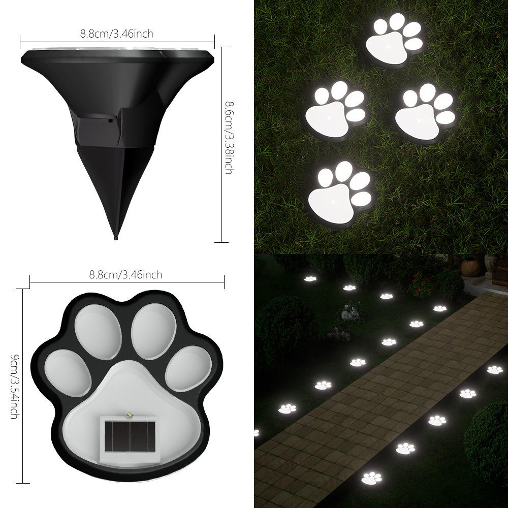 Rainproof Solar LED Dog Paw Garden Pathway Light Solar Dog Paw Light