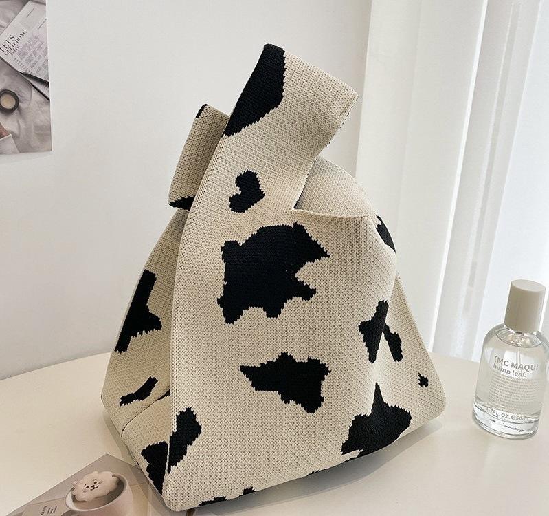 Strikket garnbøtteveske, multifunksjonell håndleddsveske, vevd veske, håndholdt tilfeldig veske med tegneserie. zwq