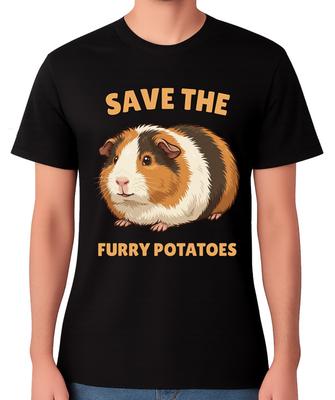 Save The Furry Potatoes Guinea Pig Funny Animal T-Shirt Cute Pet Unisex Tee