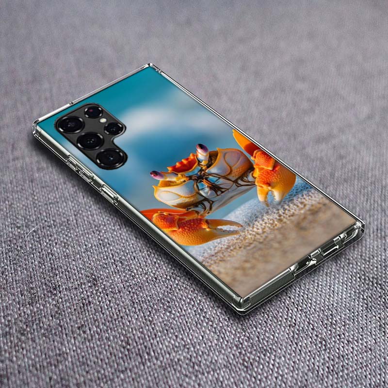 Unique Animal Crab Phone Case For Samsung Galaxy S24 S23 S21 S20 FE S22 S26 Ultra S25 Edge S10 Plus Cover Clear TPU Capa Shell C