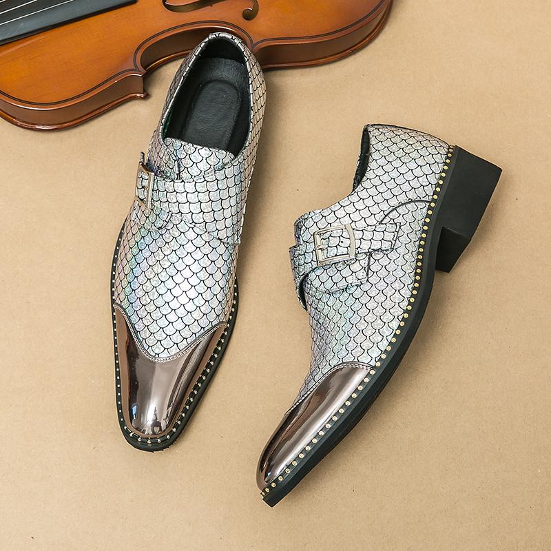 

Новая Мода Ретро Блеск Шарм Золото Серебро Туфли Для Мужчин Ремешок Монк Свадьба Выпускной Вечер Формальная Обувь Zapatos Hombre 41