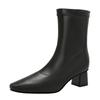 High-heeled Short Boots Women's Spring and Autumn Single Boots 2025 New Small Square Head Thick Heel Thin Boots Brown French Medium Boots