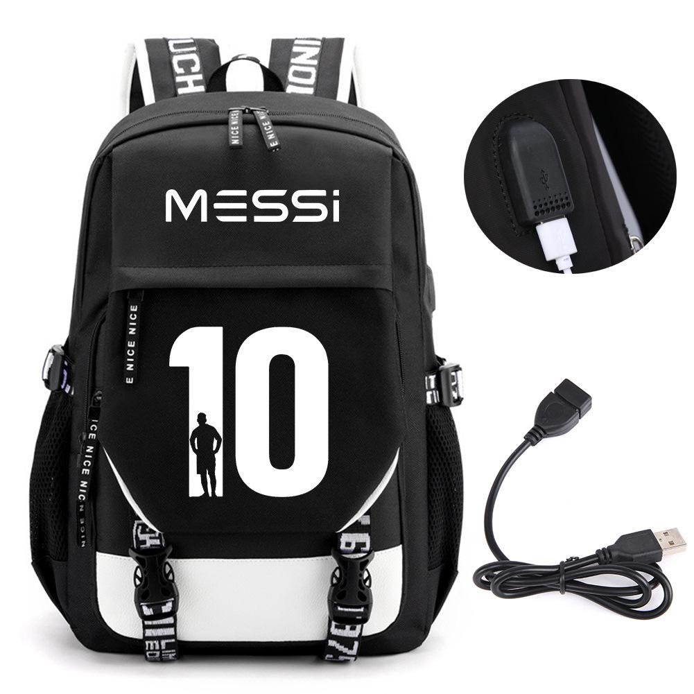 Football Star Peripheral Backpack Fashion Teen Usb Backpack Campus Student School Bag