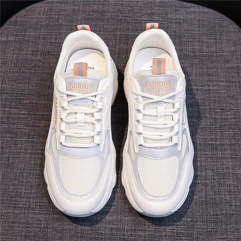 

Весенне-летние новые кроссовки для папы, женские сетчатые дышащие спортивные повседневные туфли, универсальные модные на толстой подошве, нескользящие женские 35