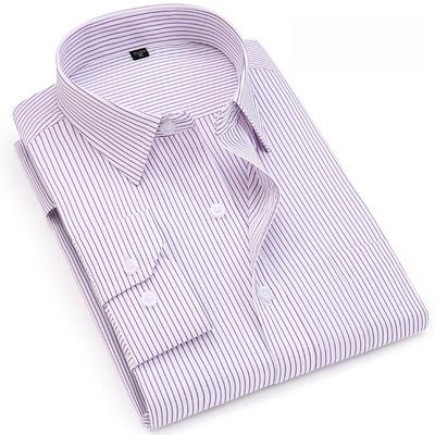 Pánská pruhovaná obchodní košile s dlouhým rukávem Jednoduchý styl Nežehlivá formální košile Regular Fit