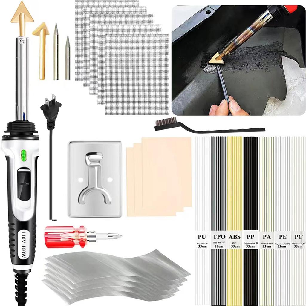 100W Plastic Welding Kit,2-in-1 Plastic Welder & Soldering Iron Gun, 3-Speed Temperature Control