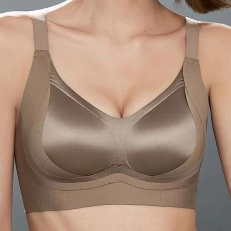 Red Seamless Wireless Bra with Wide Comfortable Straps and Supportive Design M кофейный