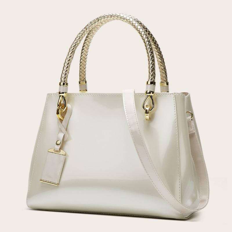 Geantă de mână premium pentru femei din piele lăcuită, capacitate mare, geantă tote