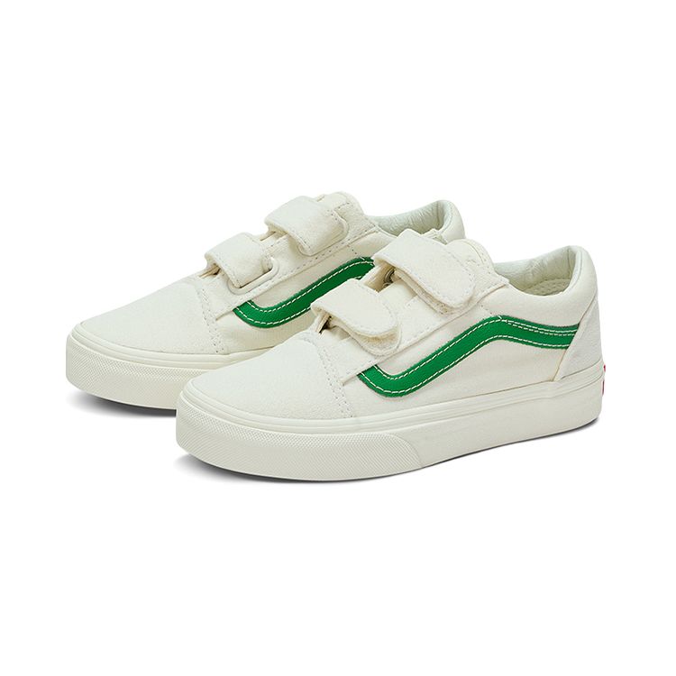 Vans Casual Low Top Kids Skate Shoes White Green Kids Sneaker VN0A4BUVRFX